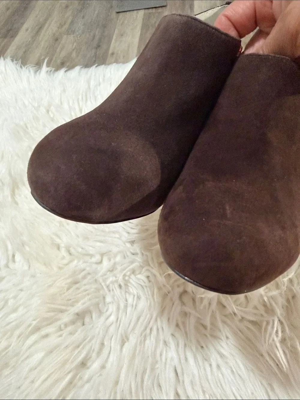 Michael Kors Dark Brown Suede & Croc-Embossed Ankle Booties